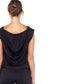 Back view of a woman wearing a  black, sleeveless hooded by Australian leisurewear brand, Urban Silk. Showing an oversized hood, this elegant top drapes in slinky jersey to give an elevated leisurewear look. Click to shop in Urban Silk's clothing boutique.